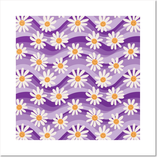 Wavy Daisies - Purple Wall Art by Ayoub14